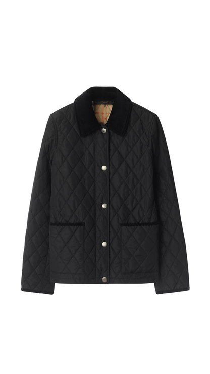 Quilted Nylon Barn Jacket in Black