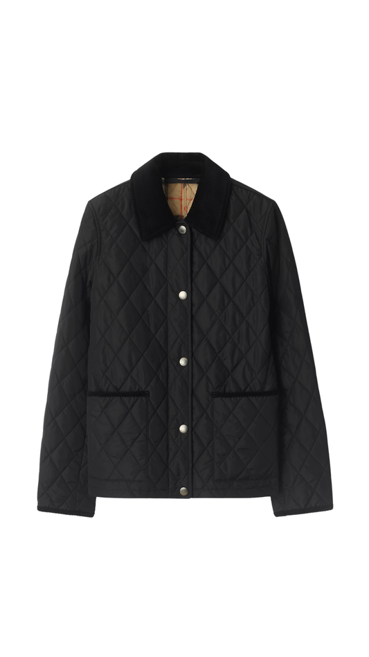 Quilted Nylon Barn Jacket in Black