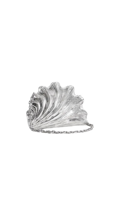 Shell Clutch in Vintage Silver