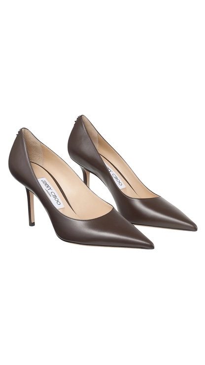 Love 85 in Chocolate Calf Leather Pumps with JC Emblem