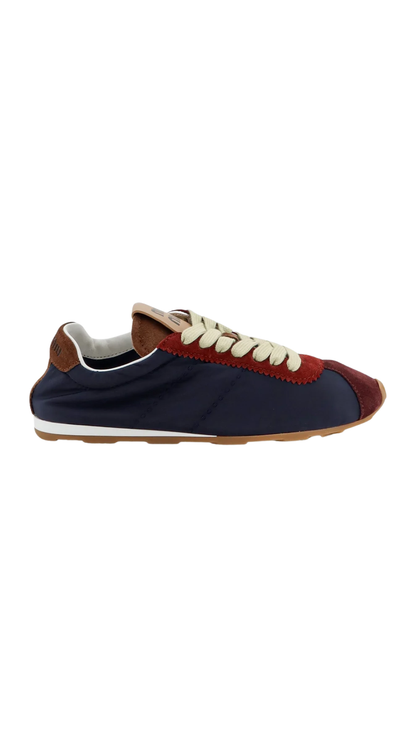 Nylon Sneakers with Suede Inserts in Blue