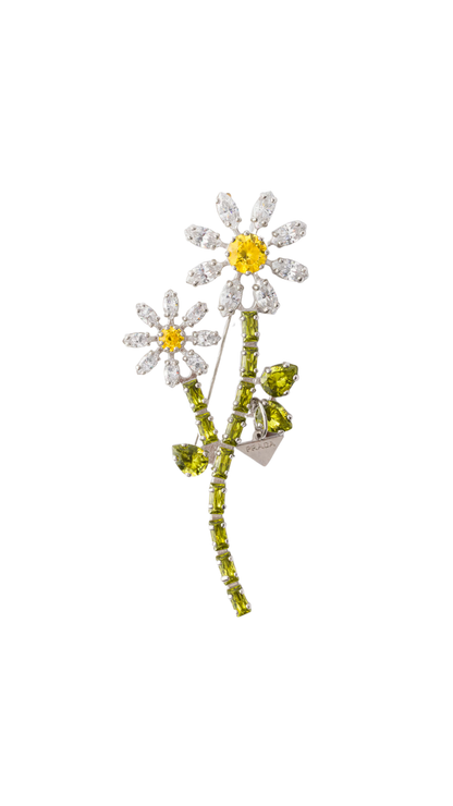 Metal brooch with crystals