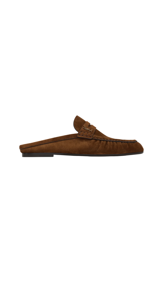 Le Loafer Mules In Dark Havana Suede
