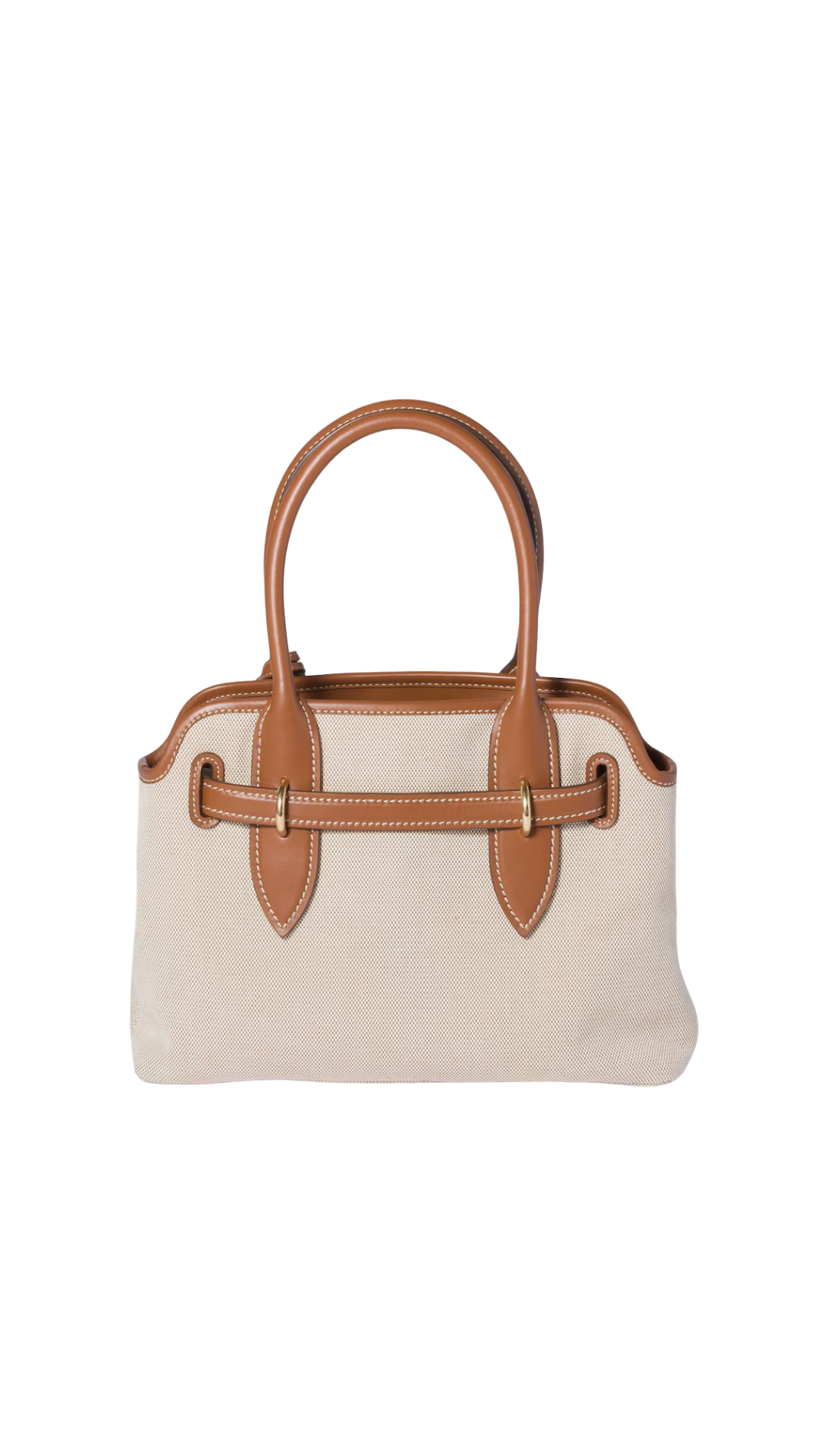 Aventure Canvas and Leather Bag in Beige/Brandy