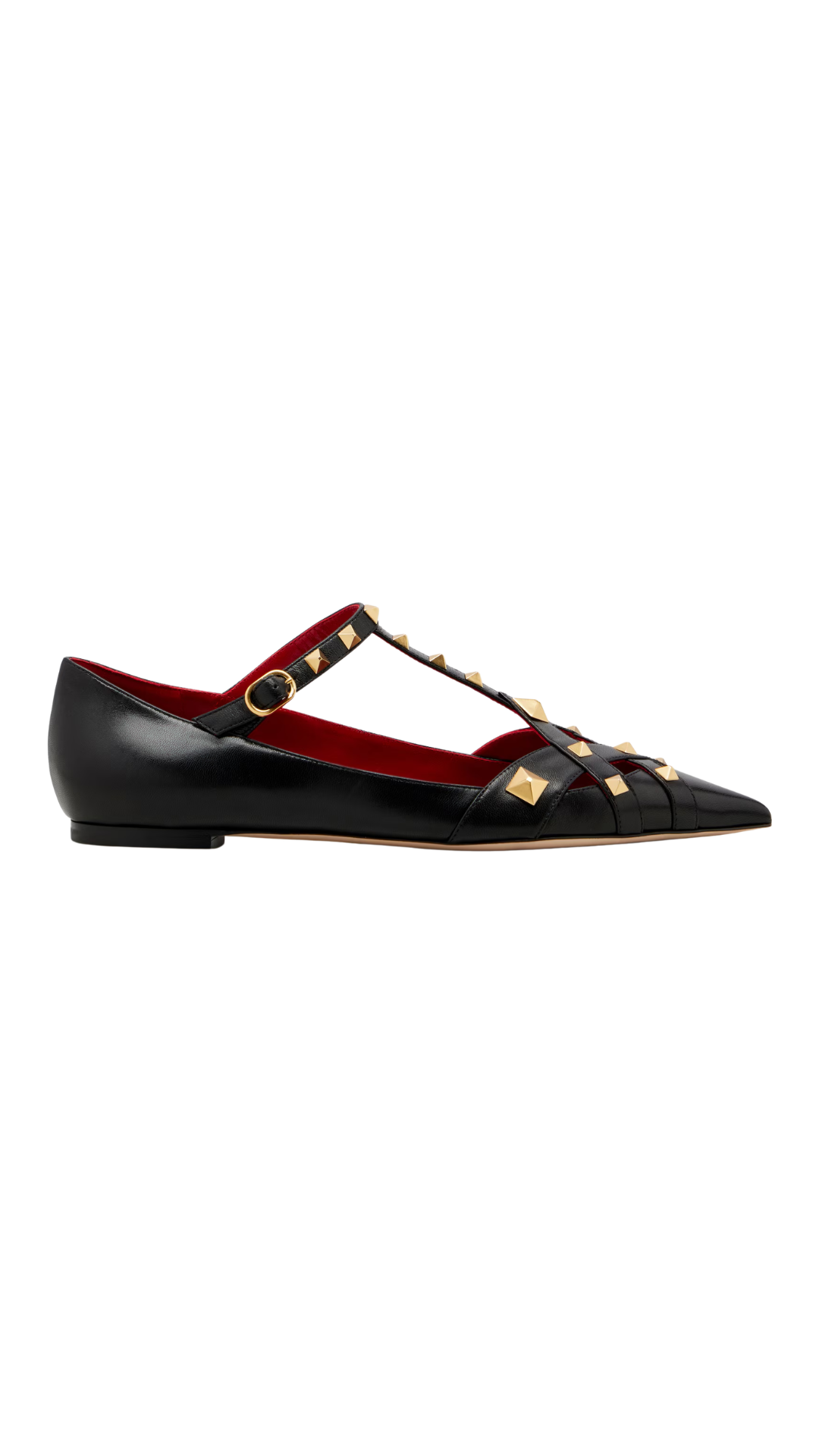 Studdy Leather Mary Jane Flats in Black