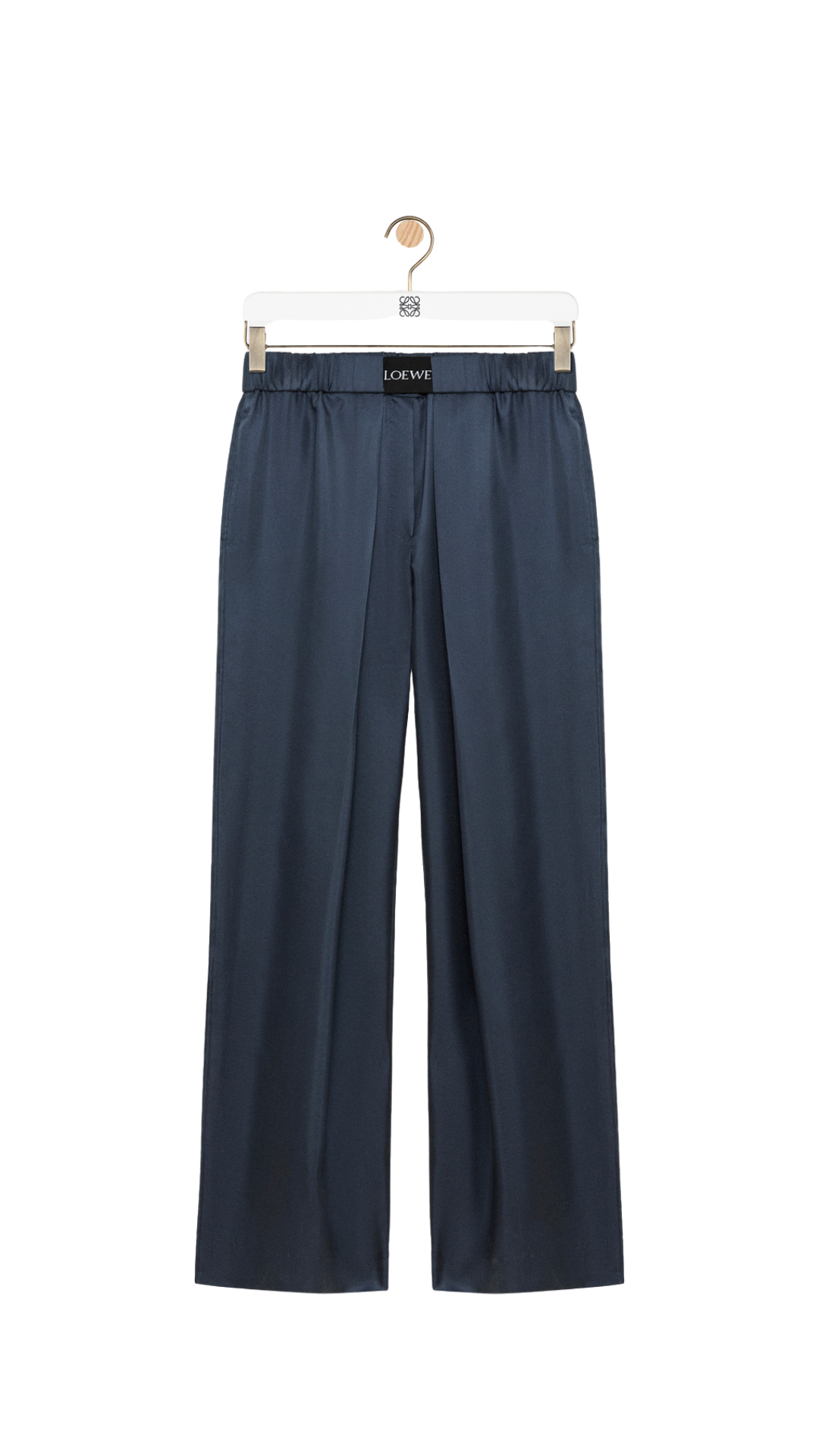 Elasticated Trousers in Dark Grey Silk