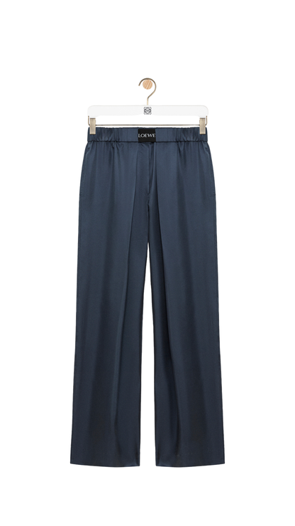 Elasticated Trousers in Dark Grey Silk