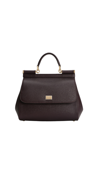 Large Sicily Handbag in Burgundy Dauphine Calfskin