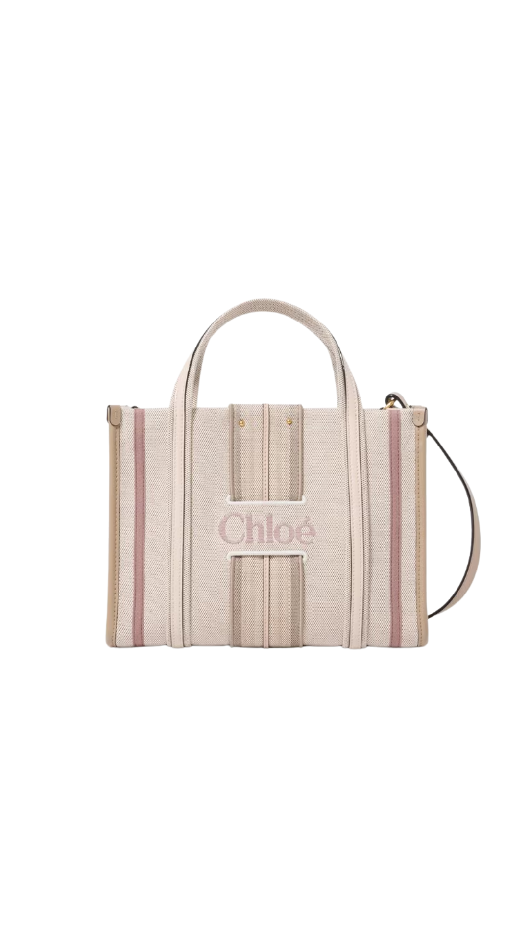 Small Woody Loop Tote Bag in Nude Canvas