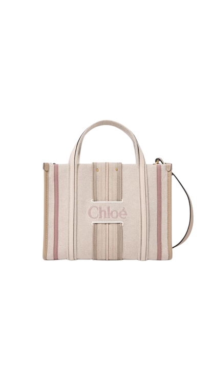 Small Woody Loop Tote Bag in Nude Canvas