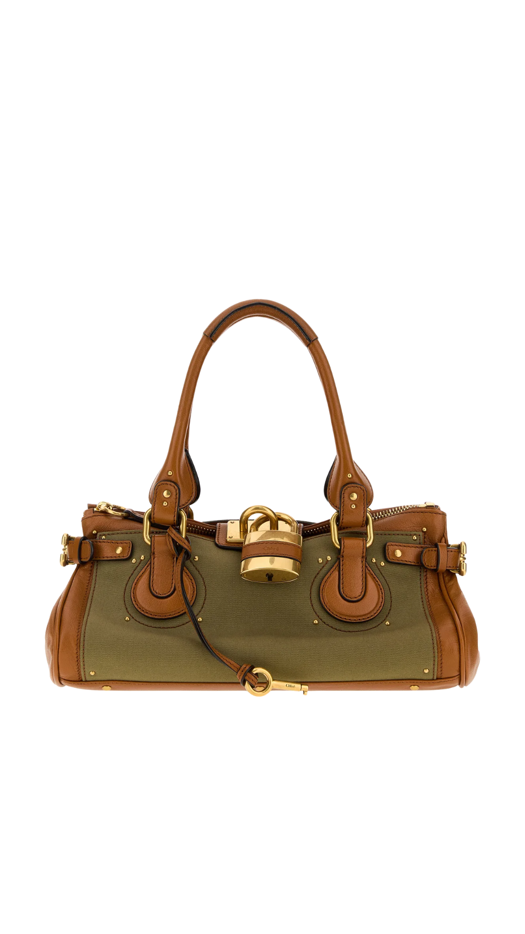 Two-Tone Canvas and Leather Paddington Shoulder Bag