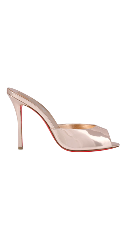 Me Dolly 100 mm Mules - Shiny Laminated Leather - Leche