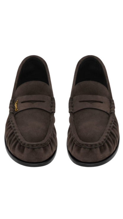 Le Loafer Penny Slippers in Suede Brown