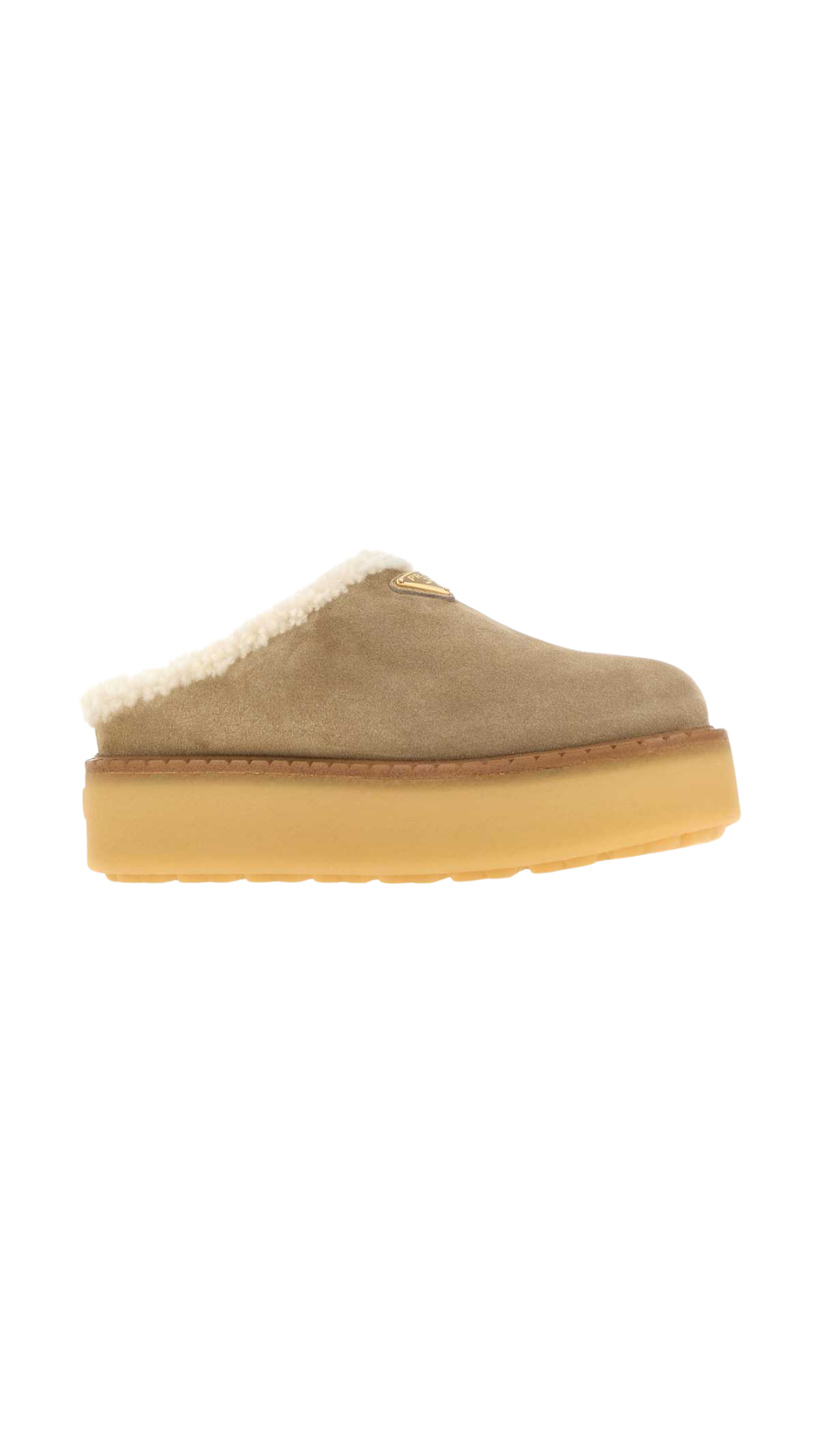 Suede Slippers in Beige