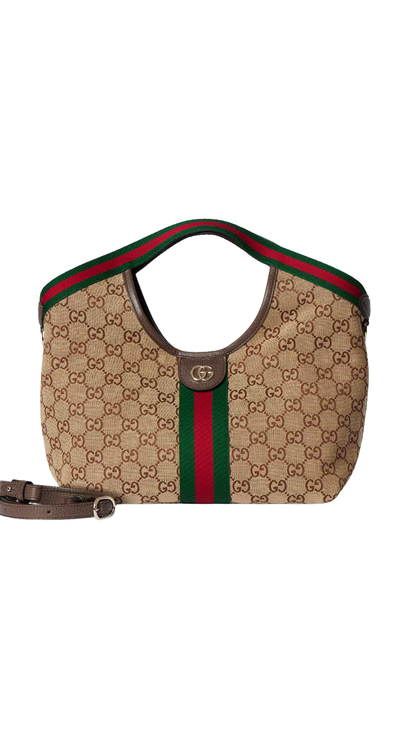Giglio Small Tote Bag in Beige and Brown GG Canvas