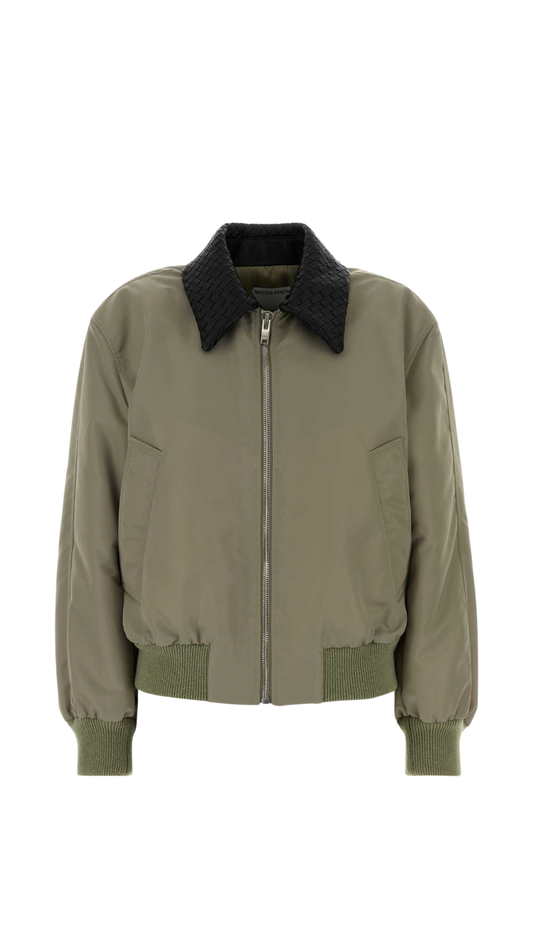 Satin Nylon Blouson in Tarragon