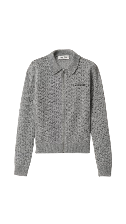 Cashmere and Silk Cardigan in Grey