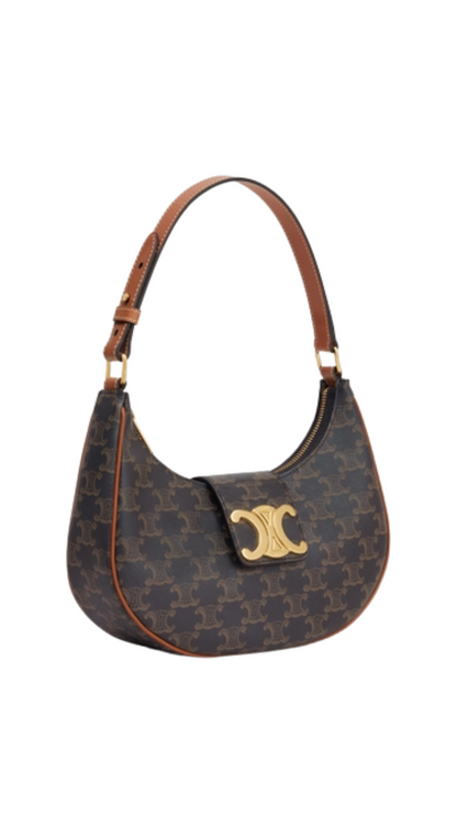 Medium Ava Triomphe Bag in Triomphe Canvas and Calfskin Tan