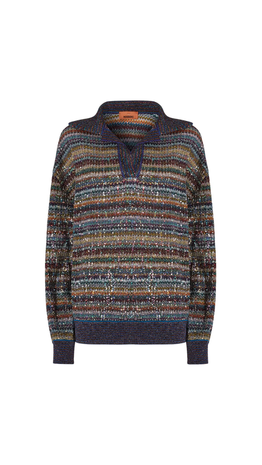 Oversized Polo Shirt with Sequins in Multicoloured