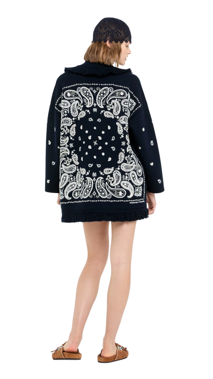 Echoes Of The Bandana Cardigan in Midnight Blue/Chalk