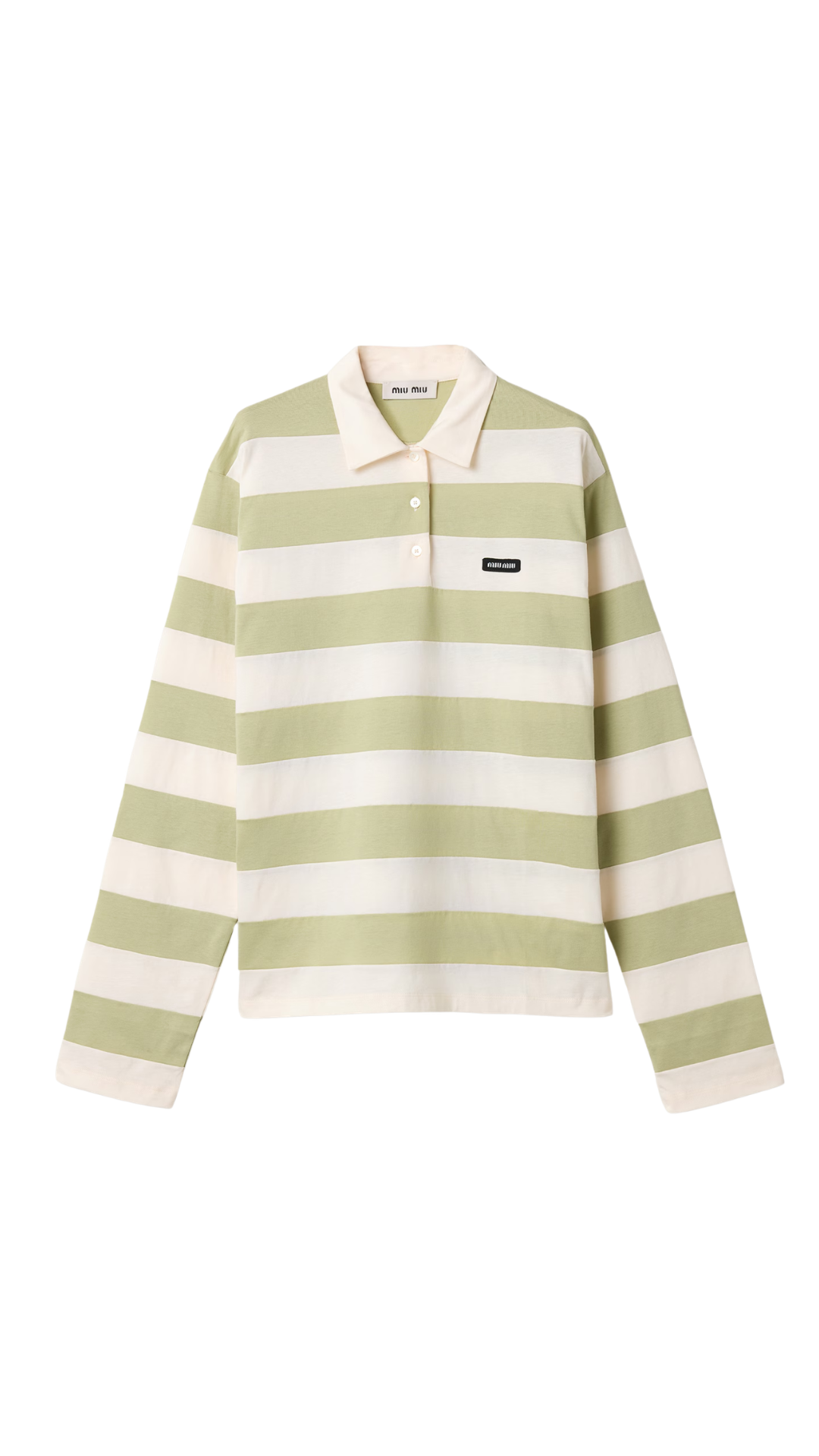 Striped Jersey Polo Shirt in Pale Rose/Agave