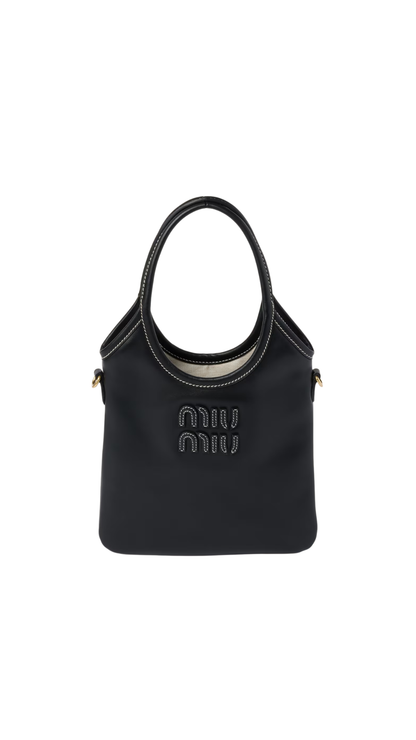 Ivy Leather Handbag in Black