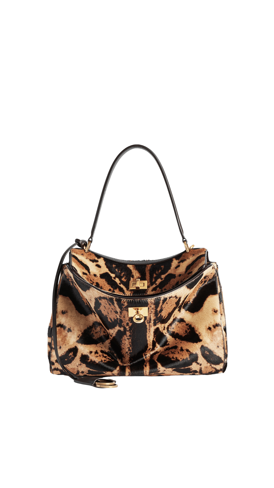 Rodeo Handbag Small in Beige Pony Hair Calfskin and Moka Nappa