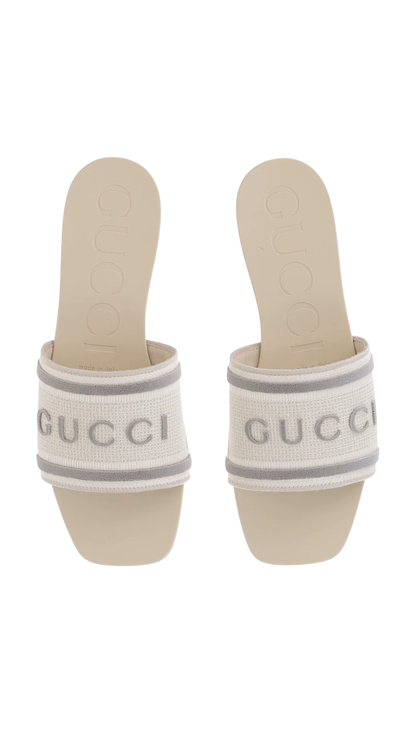 Slide Sandal in White / Grey