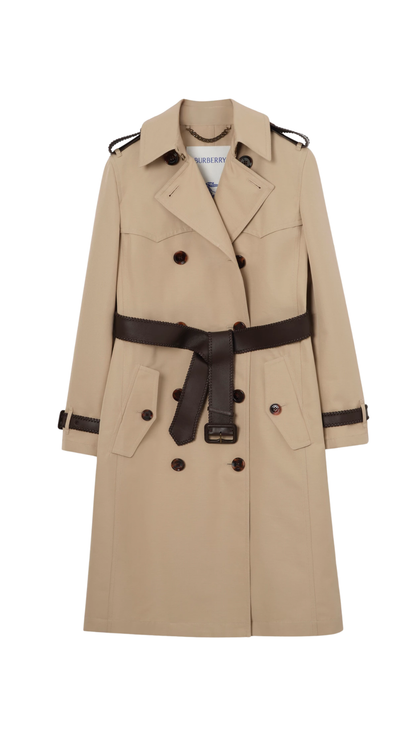 Long Silk Cotton Foxfield Trench Coat in Oatmeal Beige