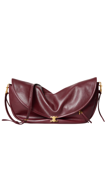 Soft Triomphe Halfmoon in Syrah Shiny Lambskin