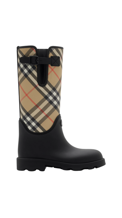 Rubber Marsh Stamp High Boots in Black