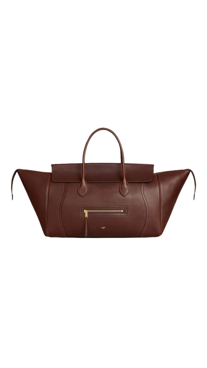Big Luggage in Deep Brown Supple Shiny Lambskin
