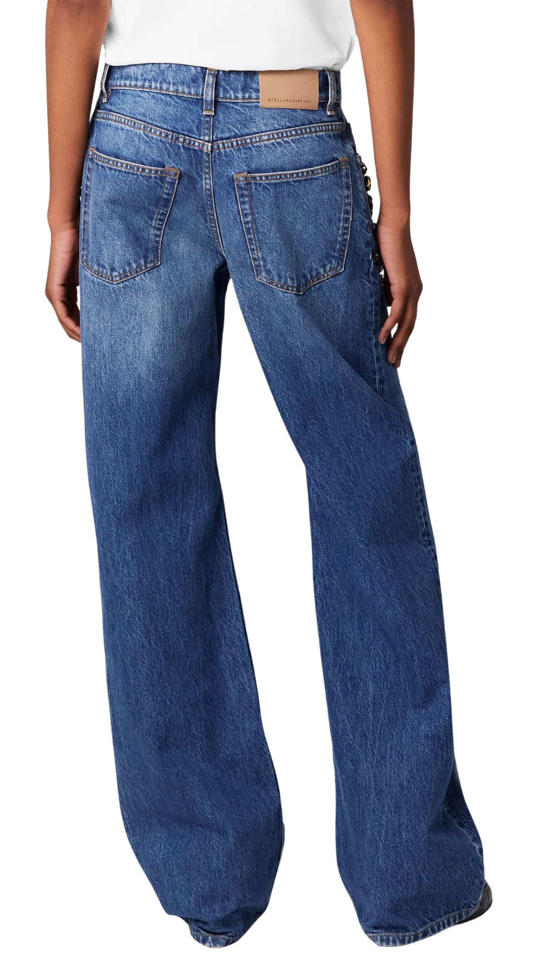 Crystal-Embellished Straight-Leg Jeans in Blue
