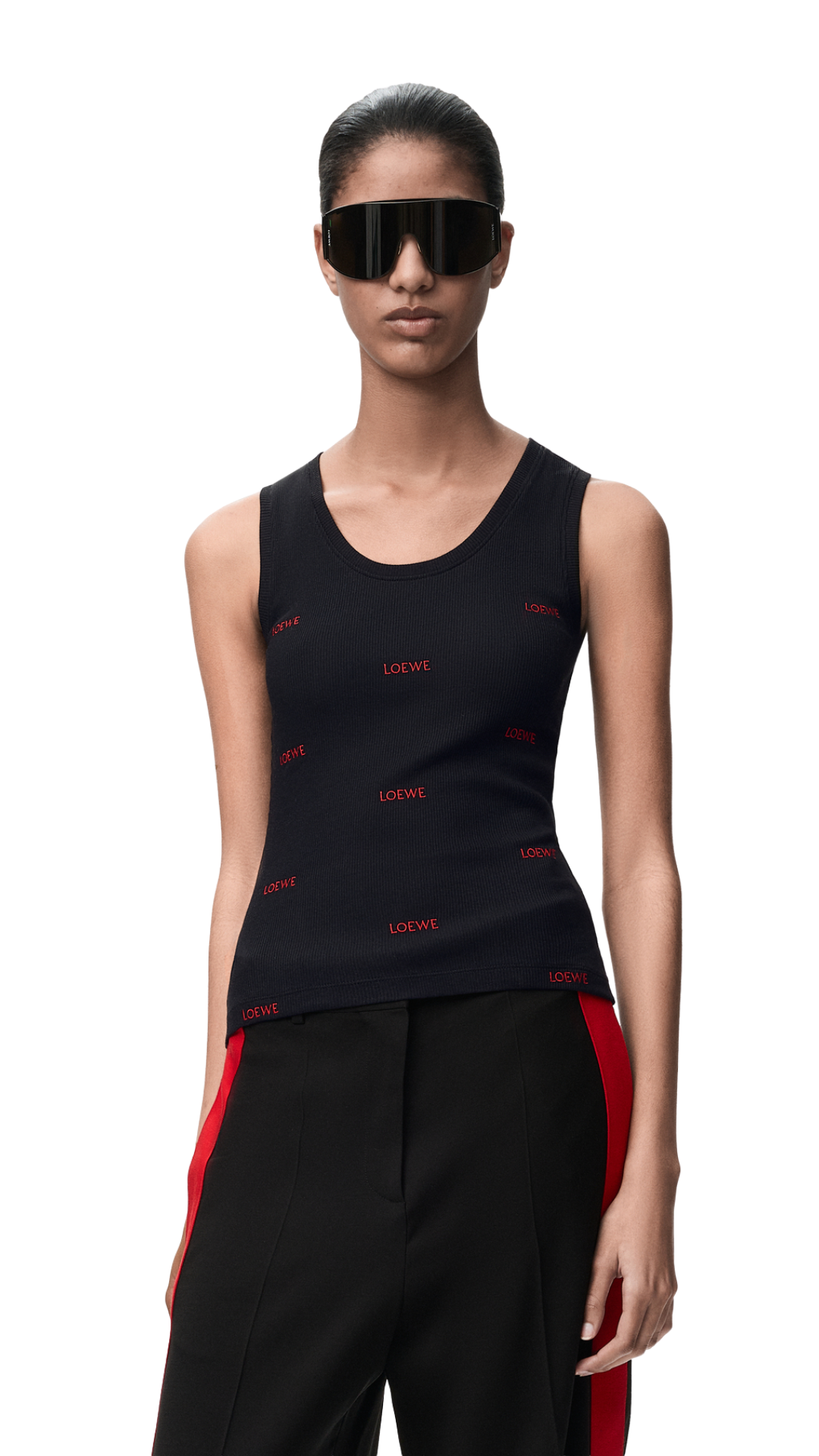 Tank Top in Black Stretch Cotton