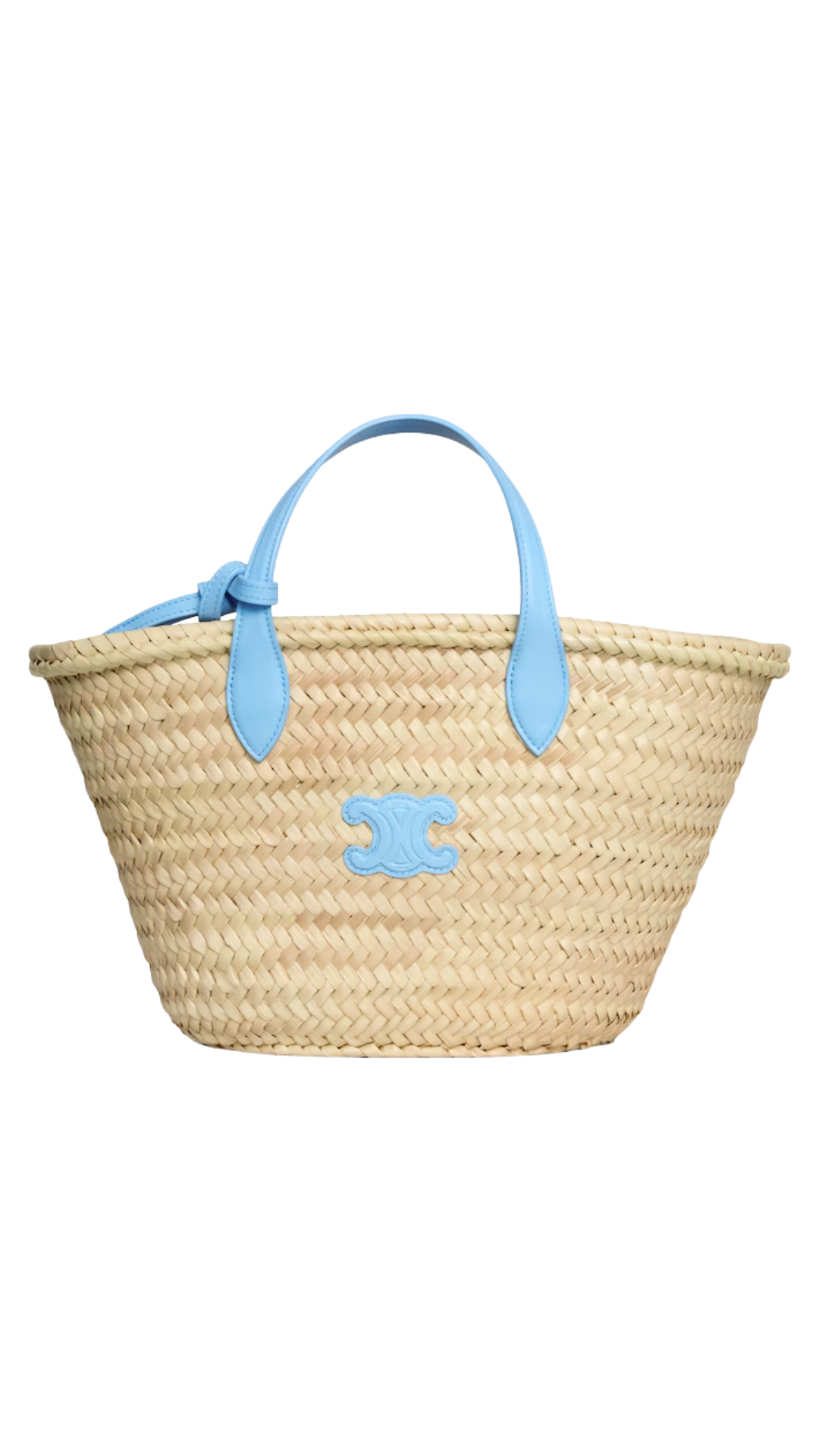 Teen Triomphe Panier In Palm Leaves And Calfskin in Sky Blue