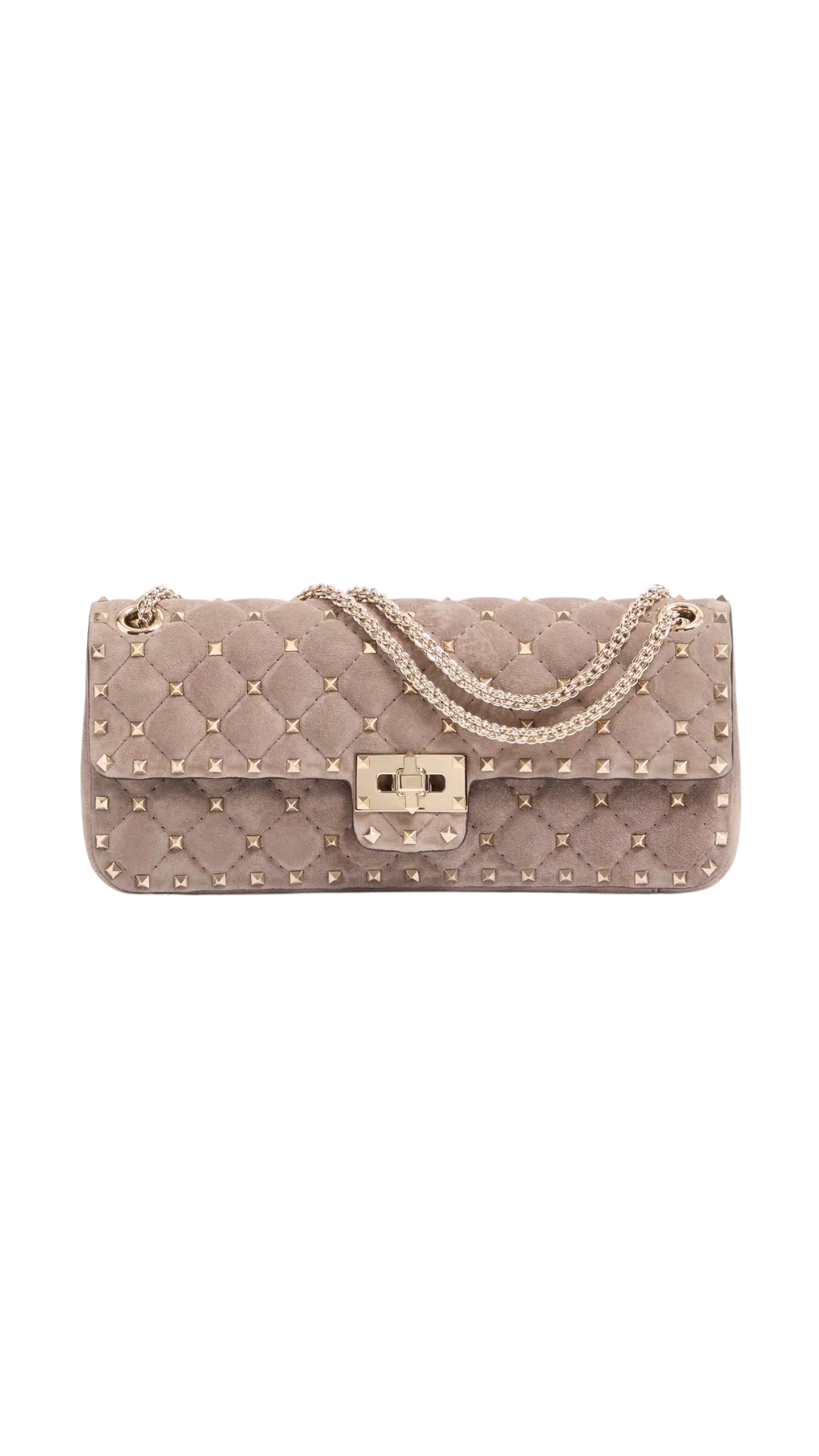 Valentino Garavani Rockstud Spike Suede Medium Shoulder Bag in Grey