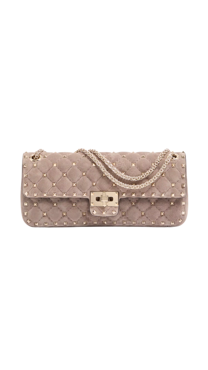 Valentino Garavani Rockstud Spike Suede Medium Shoulder Bag in Grey