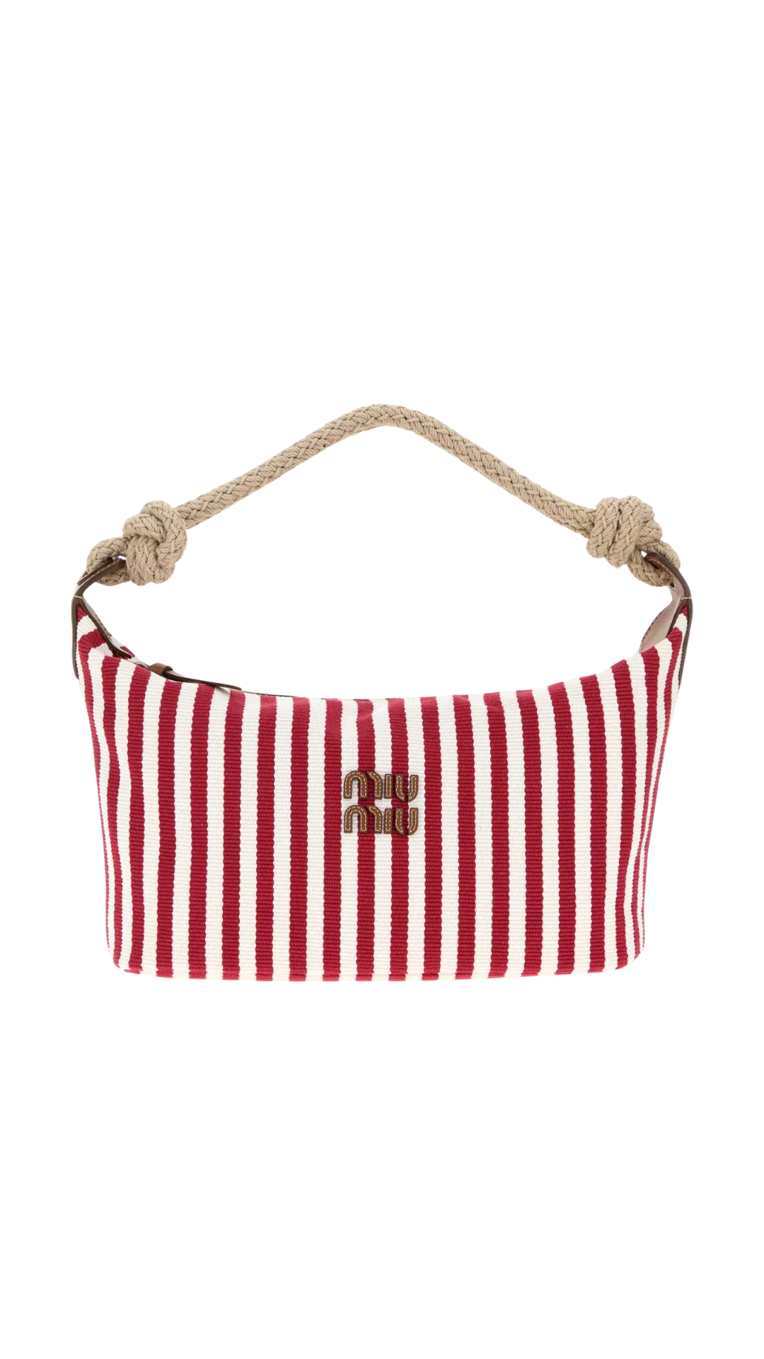 Cotton and Leather Pouch in Red/White