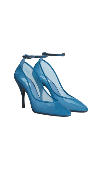 Strappy Pumps in Faded Blue Mesh