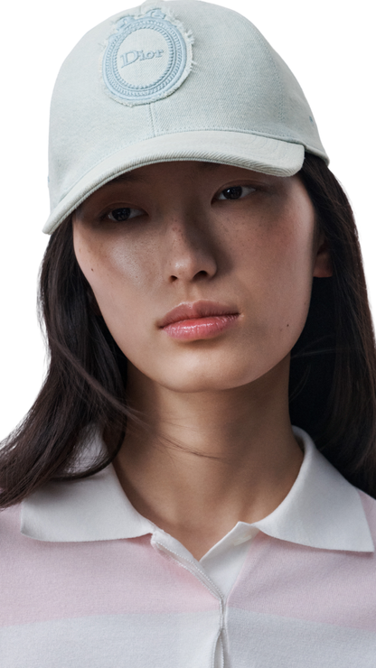 Dioriviera Dior Médaillon D-Player Cap in Light Blue Cotton Denim