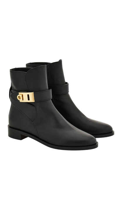 Hug Buckle Ankle Boot in Black