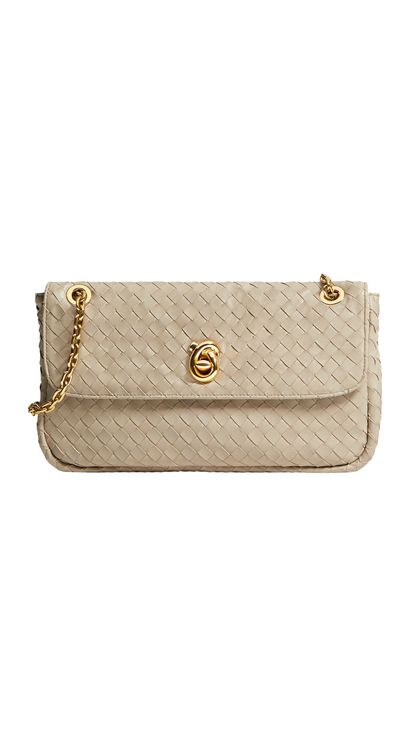 Madison Shoulder Bag in Ecru Intrecciato Leather