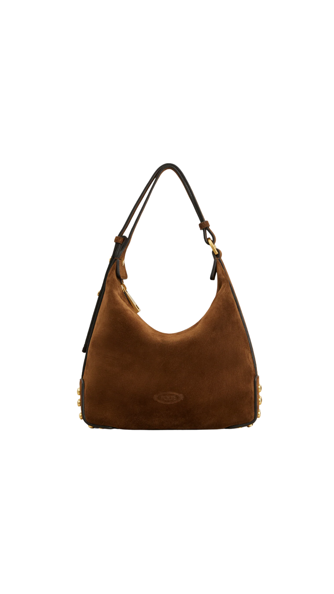 Metal Dots Mini Bag in Brown Suede