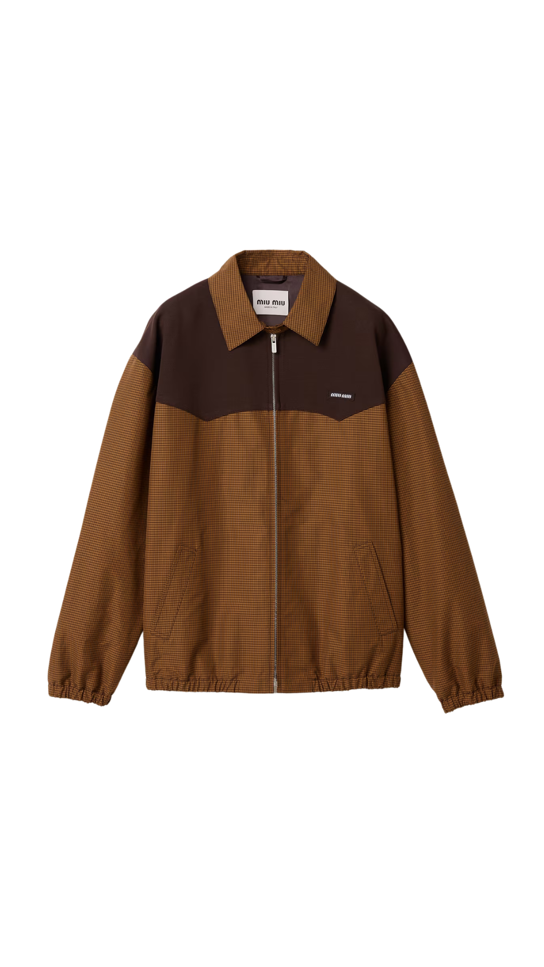 Gingham Check Blouson Jacket in Caramel
