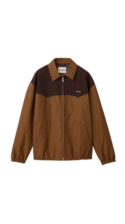 Gingham Check Blouson Jacket in Caramel