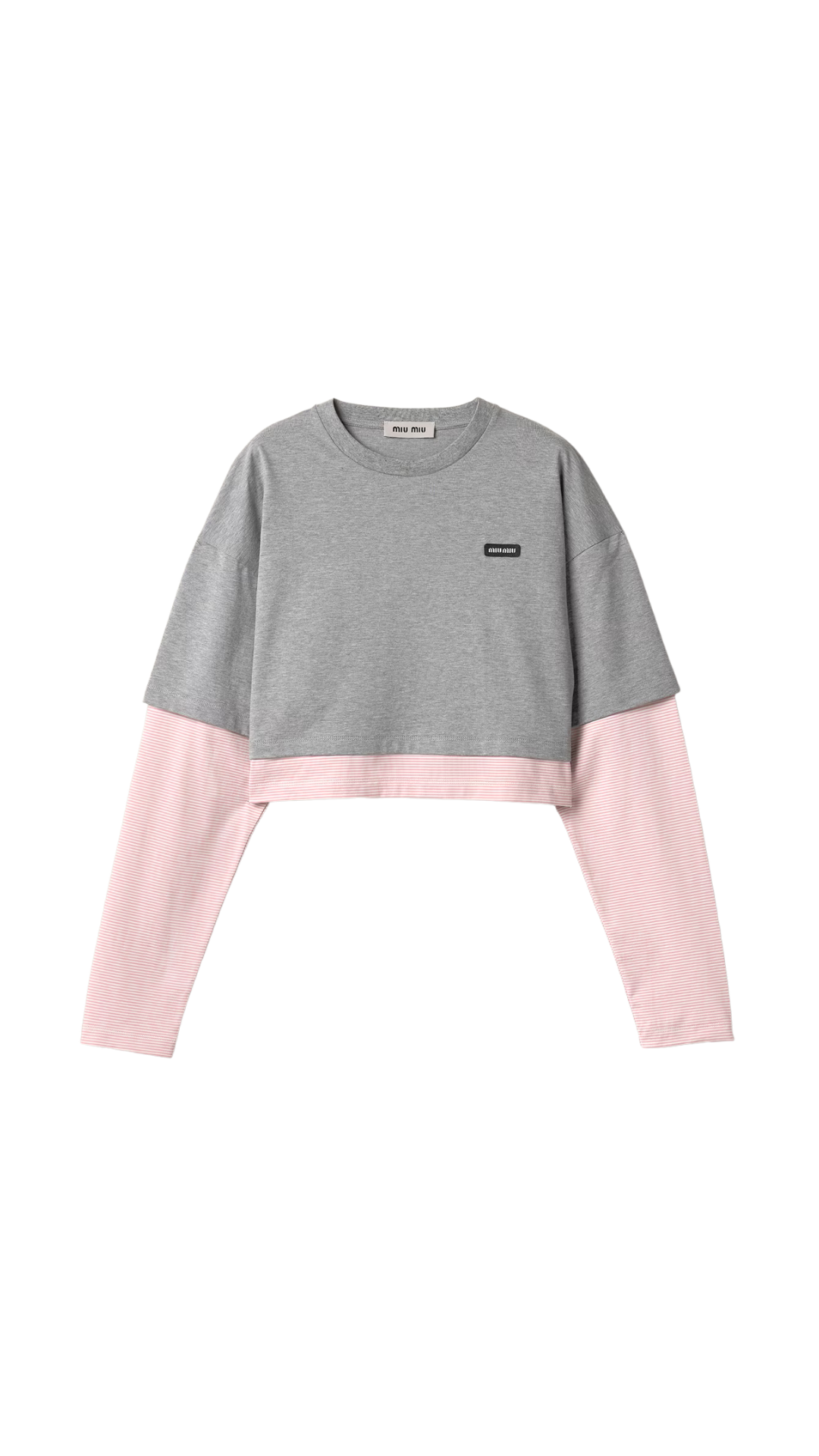 Cotton Jersey T-Shirt in Grey/Begonia Pink