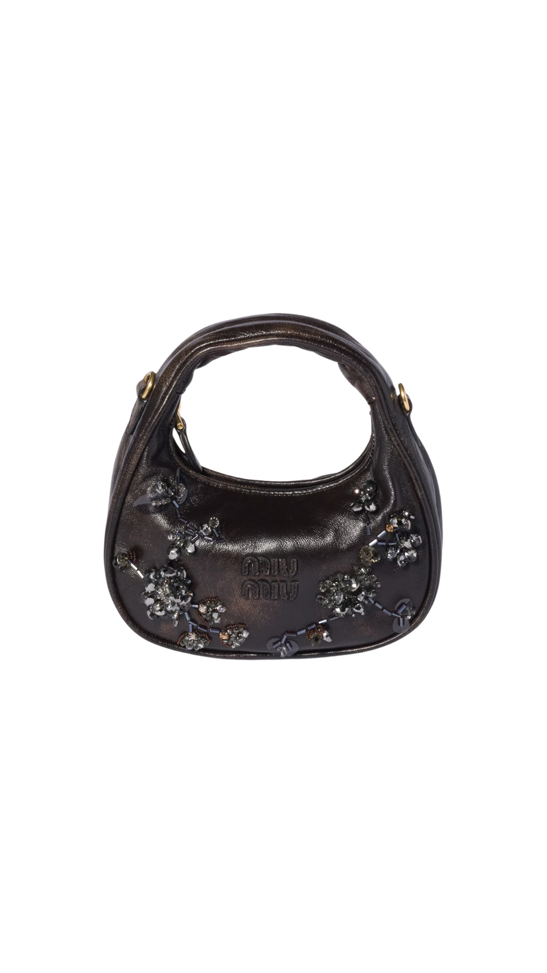 Wander Embroidered Leather Mini-Bag in Coffee