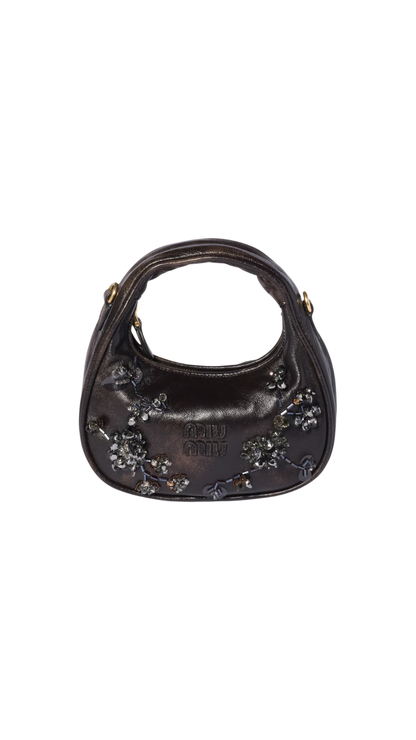Wander Embroidered Leather Mini-Bag in Coffee