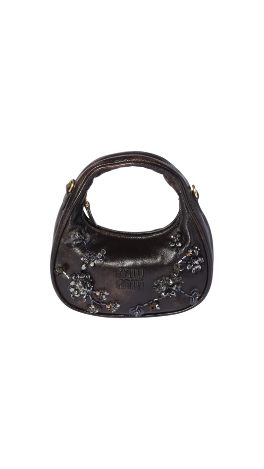 Wander Embroidered Leather Mini-Bag in Coffee