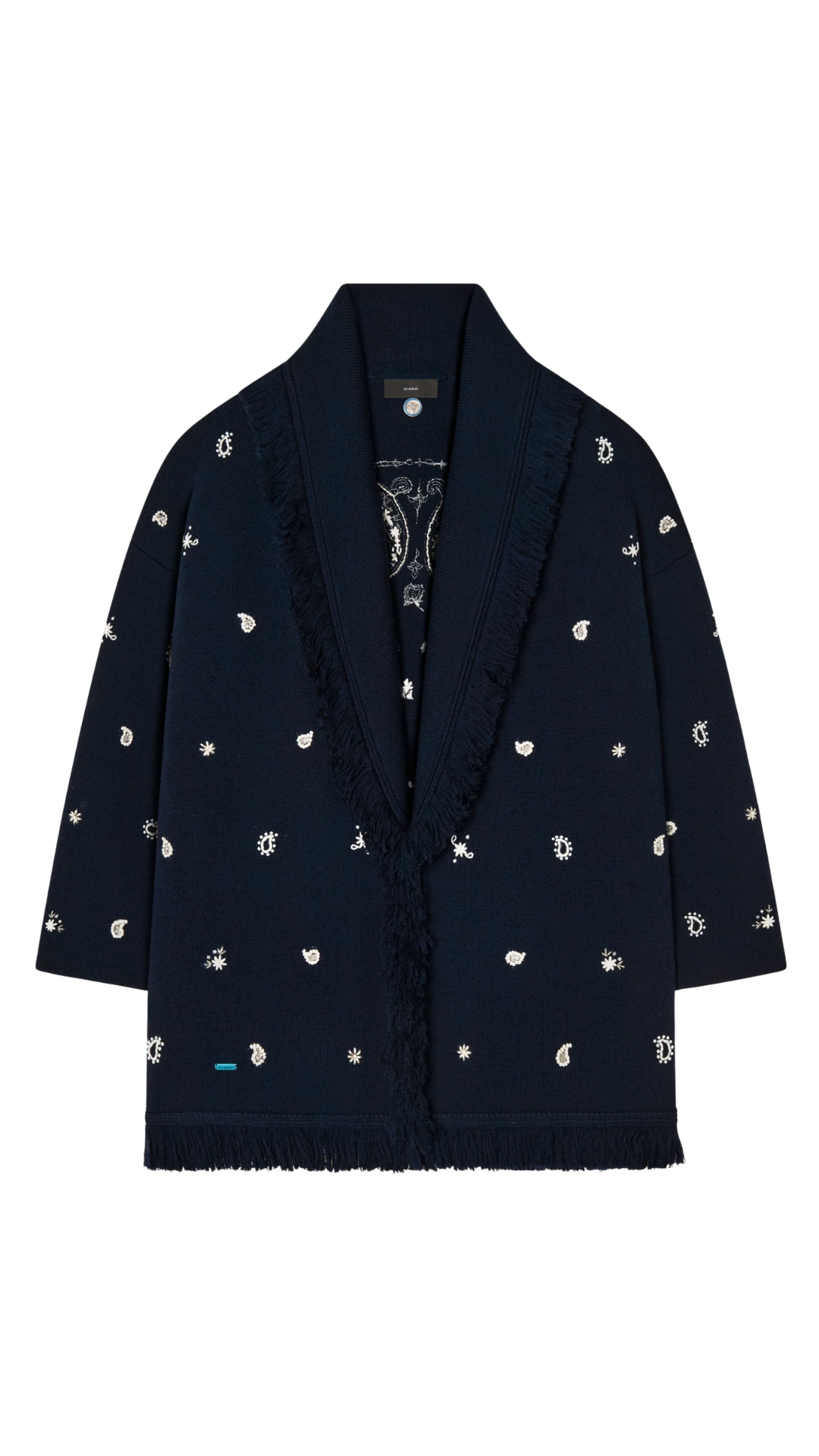 Echoes Of The Bandana Cardigan in Midnight Blue/Chalk